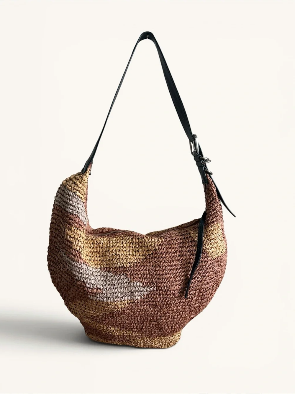 Free People Woven Hobo Bag in Brown, Tan, Cream